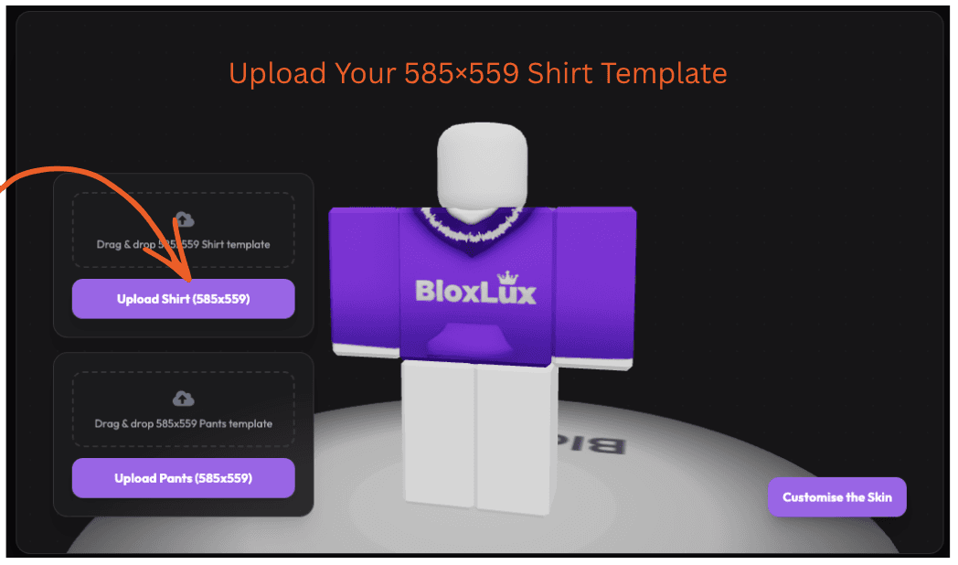 Uploading Shirt Template to Roblox 3D Previewer